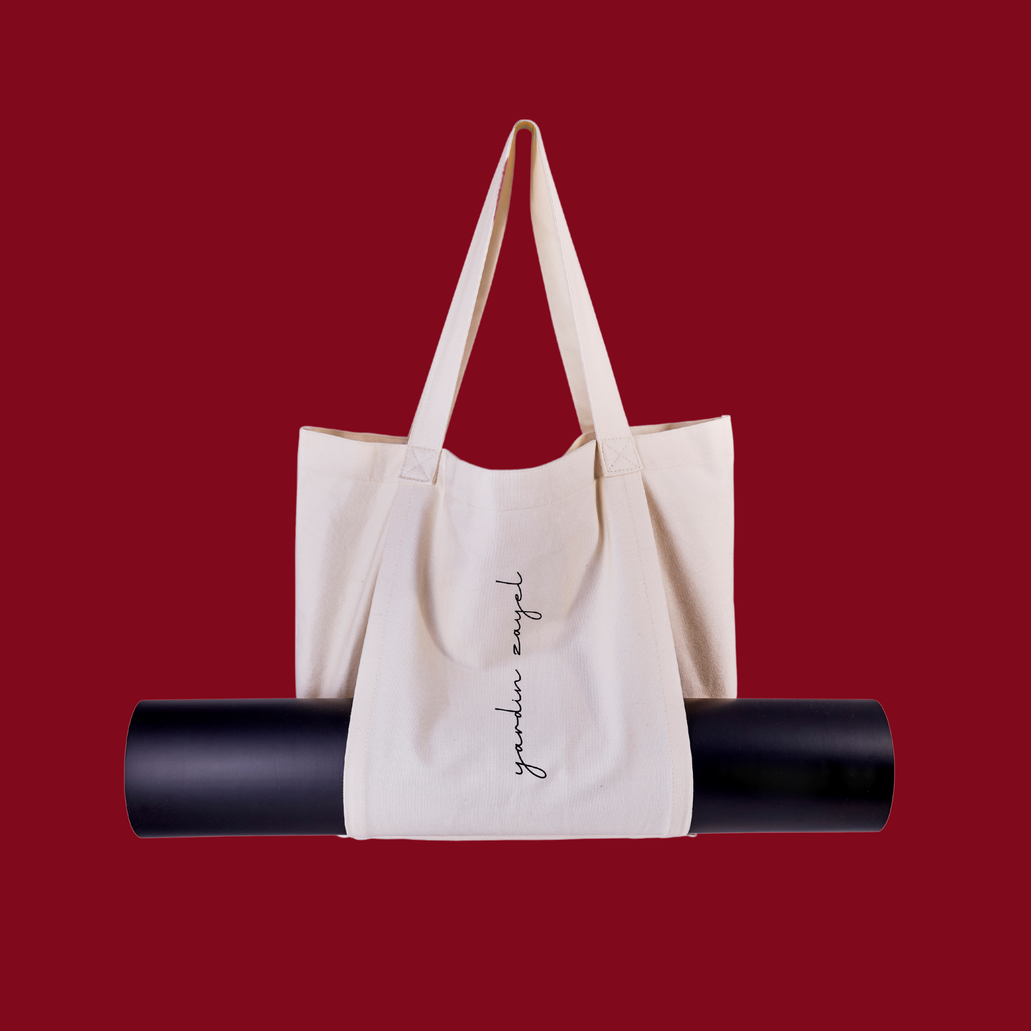 yardin zayel DTWW Yogamatte aus Naturkautschuk eingelegt in Taschenhalterung der Canvas Tasche Flowtote.