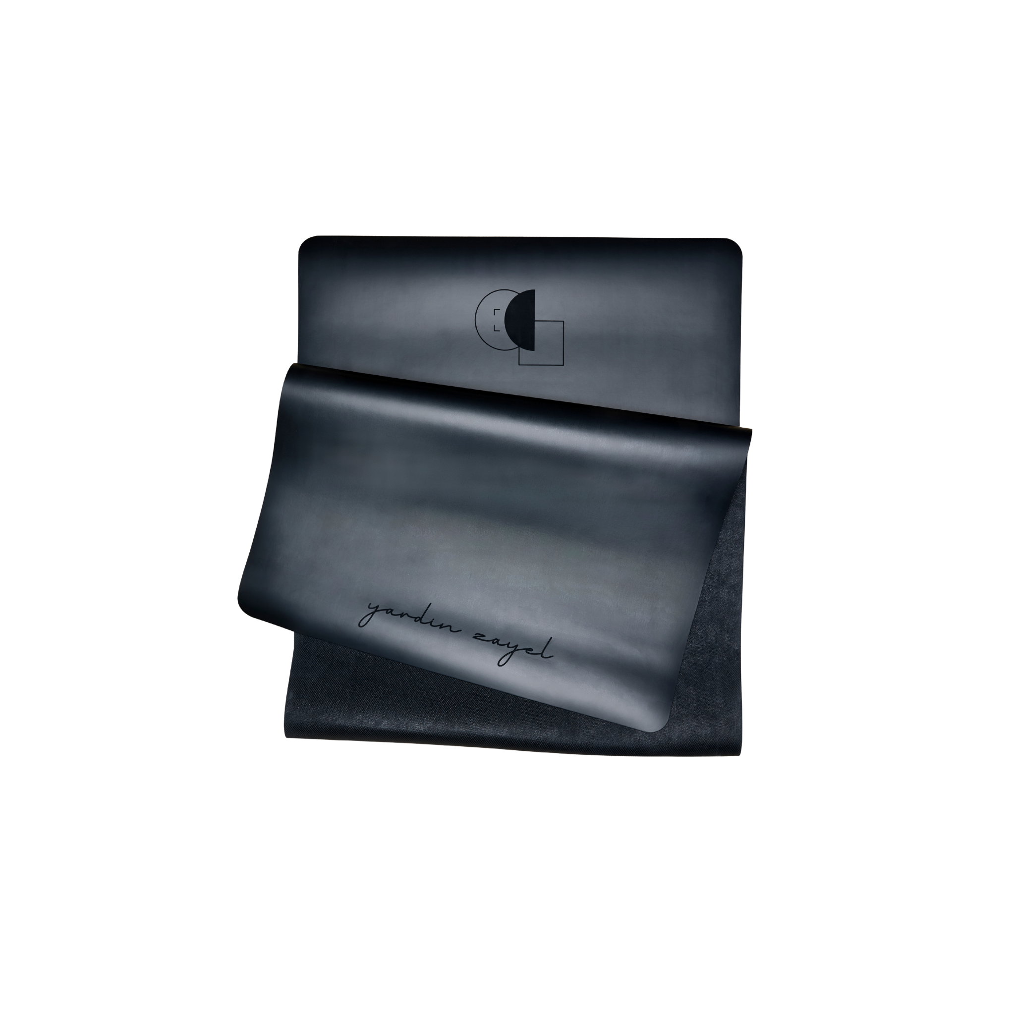 Nahaufnahme der yardin zayel DTWW Yogamatte – rutschfeste Kautschukstruktur und Logo-Details