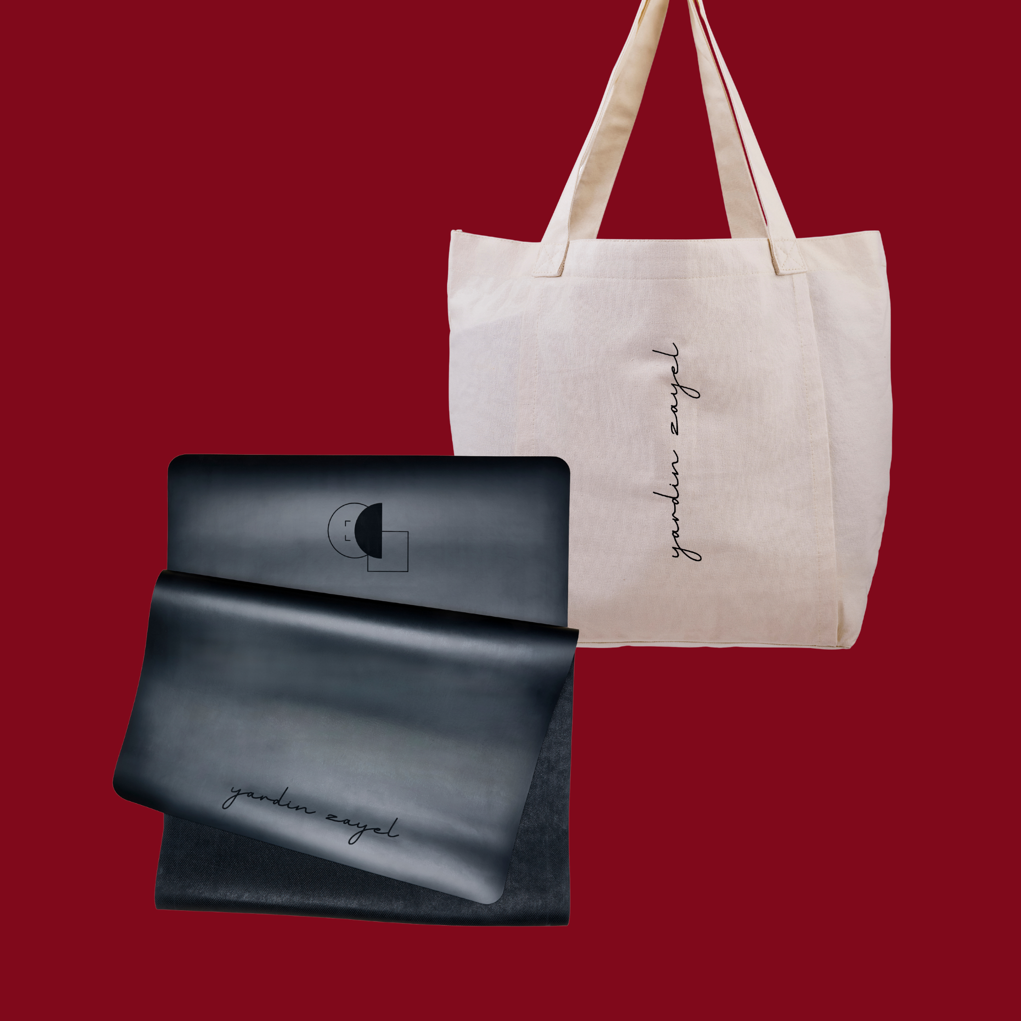 yardin zayel DTWW Yogamatte aus Naturkautschuk und Canvas Tasche Flowtote im Set als Flatlay