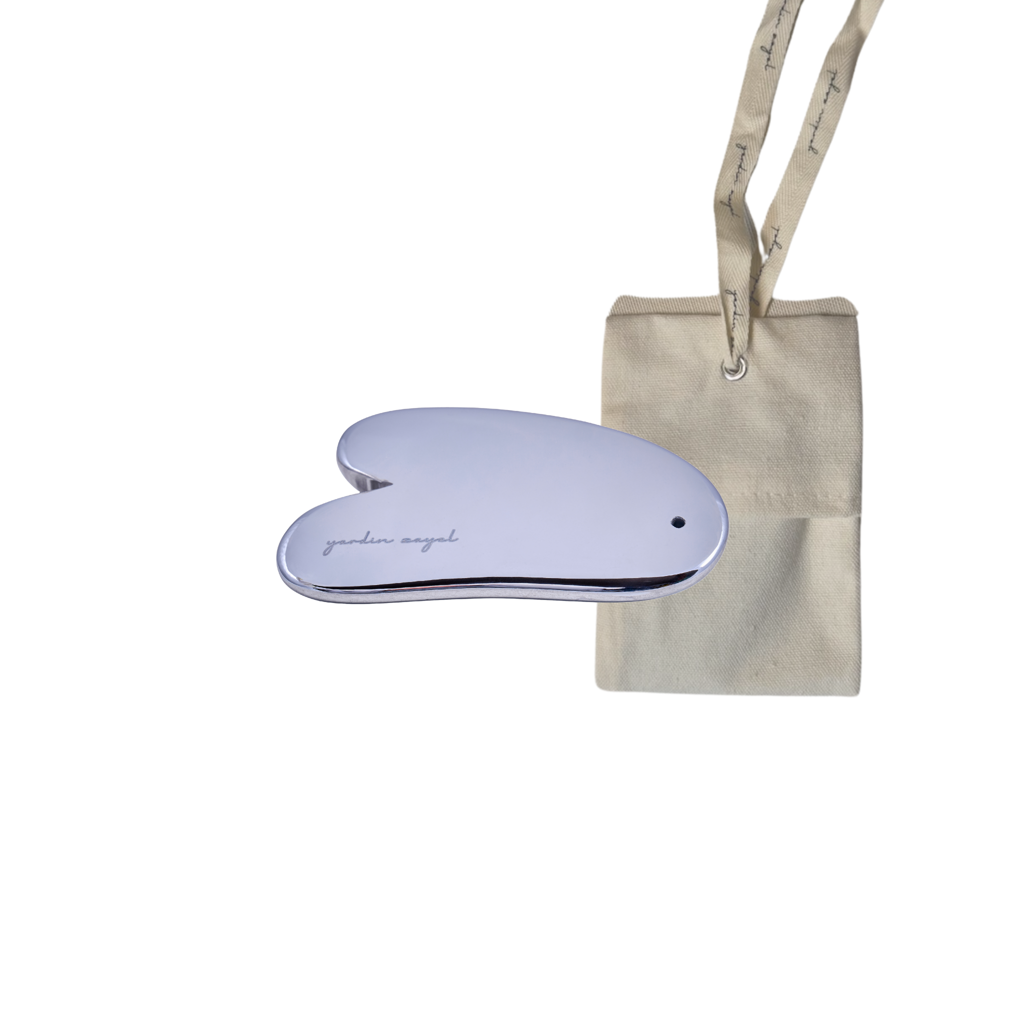 Yardin Zayel Teraglow Gua Sha mit zugehöriger Baumwolltasche – minimalistisches Gesichts-Ritual Werkzeug in Naturstein